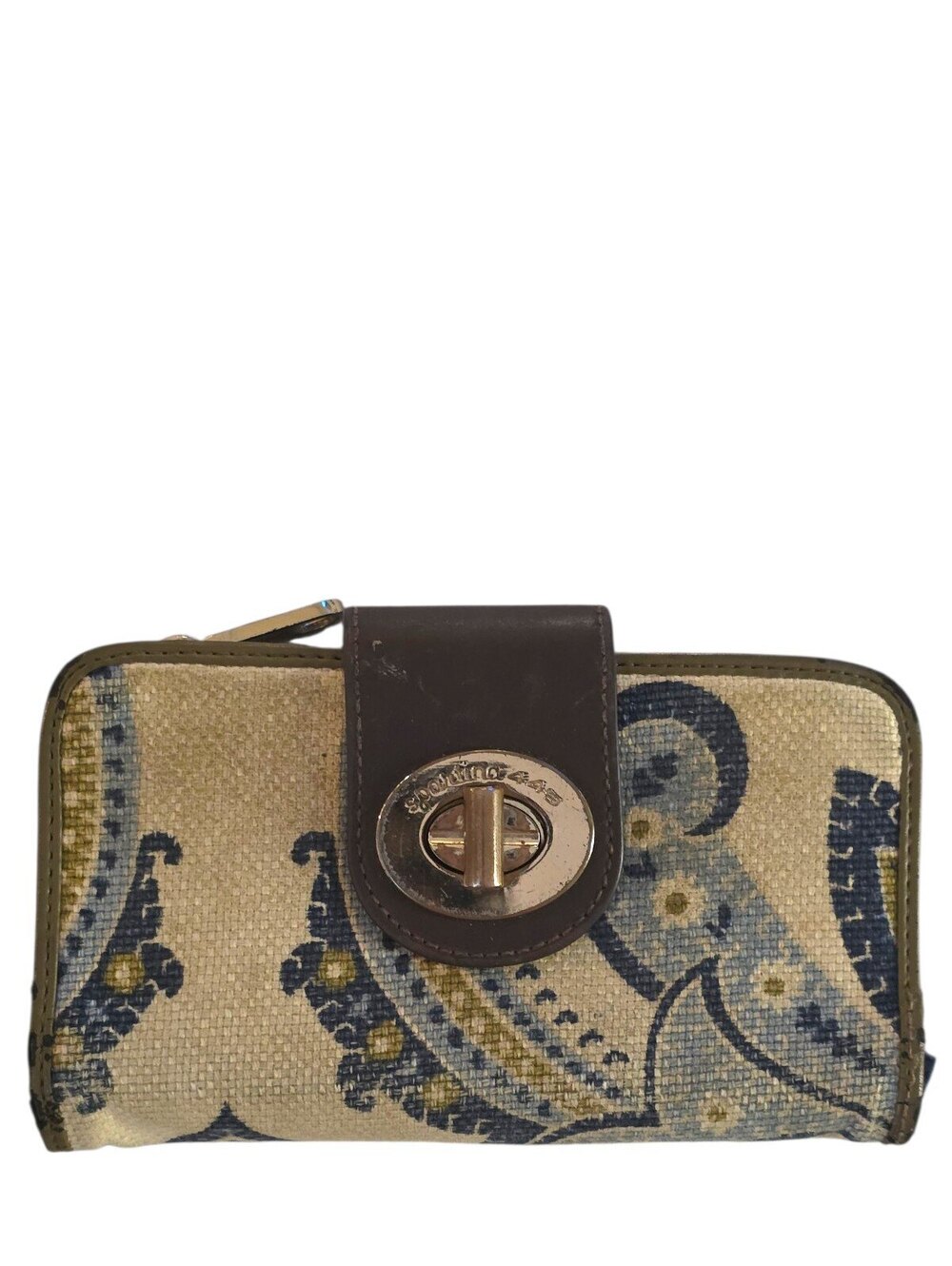 Spartina 449 Daufuskie Island Paisley Linen Leather Turn Lock Zip Wallet